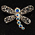 Small Clear Crystal Dragonfly Brooch (Silver Tone) - view 4