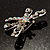 Small Clear Crystal Dragonfly Brooch (Silver Tone) - view 5