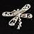 Small Clear Crystal Dragonfly Brooch (Silver Tone) - view 6