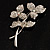 Clear Crystal Clover Brooch - view 7