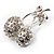 Clear Crystal Double Cherry Fashion Brooch (Silver Tone) - view 3