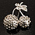 Clear Crystal Double Cherry Fashion Brooch (Silver Tone) - view 4