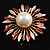 Golden Imitation Pearl Starburst Corsage Brooch (Pink&Red) - view 6