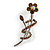 Amber Coloured Crystal Daisy Brooch (Silver Tone) - view 1
