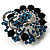 Azure&Jet-Black Diamante Corsage Brooch (Silver Tone) - view 3
