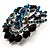 Azure&Jet-Black Diamante Corsage Brooch (Silver Tone) - view 4