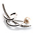 Silver Tone Imitation Pearl Floral Brooch - view 3