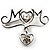 Silver Tone Diamante Charm 'MOM' Brooch - view 2