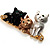 'Adorable Kittens' Fashion Brooch (Gold Tone) - view 3