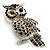 Large Jet Black Swarovski Crystal Owl Brooch (Silver Tone) - view 3