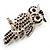 Large Jet Black Swarovski Crystal Owl Brooch (Silver Tone) - view 4
