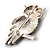 Large Jet Black Swarovski Crystal Owl Brooch (Silver Tone) - view 5