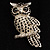 Large Jet Black Swarovski Crystal Owl Brooch (Silver Tone) - view 2