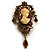 Heiress Filigree Crystal Charm 'Cameo' Brooch (Antique Gold)