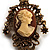 Heiress Filigree Crystal Charm 'Cameo' Brooch (Antique Gold) - view 2