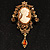 Heiress Filigree Crystal Charm 'Cameo' Brooch (Antique Gold) - view 4
