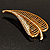 Oversized Crystal Leaf Brooch (Matte Gold Finish) - view 10