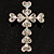 Clear Swarovski Crystal Cross Brooch (Silver Tone) - view 2