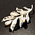 Matte Silver Tone Imitation Pearl Floral Brooch - view 3