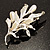 Matte Silver Tone Imitation Pearl Floral Brooch - view 4