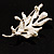 Matte Silver Tone Imitation Pearl Floral Brooch - view 6