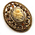 Vintage Floral Crystal Cameo Brooch (Antique Gold Finish) - view 9
