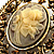 Vintage Floral Crystal Cameo Brooch (Antique Gold Finish) - view 3