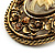 Vintage Floral Crystal Cameo Brooch (Antique Gold Finish) - view 5