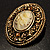 Vintage Floral Crystal Cameo Brooch (Antique Gold Finish) - view 7