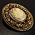 Vintage Floral Crystal Cameo Brooch (Antique Gold Finish) - view 8