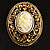 Vintage Floral Crystal Cameo Brooch (Antique Gold Finish) - view 2