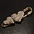 Vintage Swarovski Crystal Heart Pin Brooch (Antique Gold) - view 7