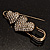 Vintage Swarovski Crystal Heart Pin Brooch (Antique Gold) - view 3