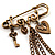 'Love', Key, Lock, Heart And Tassel Safety Pin Brooch (Antique Gold Tone) - view 4