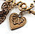 'Love', Key, Lock, Heart And Tassel Safety Pin Brooch (Antique Gold Tone) - view 7