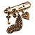'Love', Key, Lock, Heart And Tassel Safety Pin Brooch (Antique Gold Tone) - view 8