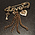 'Love', Key, Lock, Heart And Tassel Safety Pin Brooch (Antique Gold Tone) - view 2