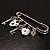 Key, Lock And Heart Locket Charm Safety Pin Brooch (Silver Tone) - view 5