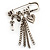'Love', Key, Lock, Heart And Tassel Safety Pin Brooch (Antique Silver Tone)