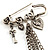 'Love', Key, Lock, Heart And Tassel Safety Pin Brooch (Antique Silver Tone) - view 3