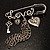 'Love', Key, Lock, Heart And Tassel Safety Pin Brooch (Antique Silver Tone) - view 2