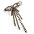 Vintage Crystal Bow & Tassel Pin Brooch (Silver Tone) - view 2