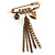 'Love', Crystal Heart, Flower And Tassel Safety Pin Brooch (Burn Gold Finish) - view 7