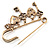 Key, Lock And Heart Locket Charm Safety Pin Brooch (Burn Gold Finish) - view 3