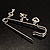 Crystal Key, Star And Heart Charm Safety Pin Brooch (Silver Tone) - view 11