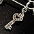 Crystal Key, Star And Heart Charm Safety Pin Brooch (Silver Tone) - view 8