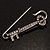 Vintage Diamante Key Fashion Pin Brooch (Burn Silver Finish) - view 5