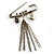 'Love', Crystal Heart, Flower And Tassel Safety Pin Brooch (Burn Silver Finish) - view 11
