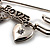 'Love', Crystal Heart, Flower And Tassel Safety Pin Brooch (Burn Silver Finish) - view 4