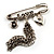 'Love', Crystal Heart, Flower And Tassel Safety Pin Brooch (Burn Silver Finish) - view 2